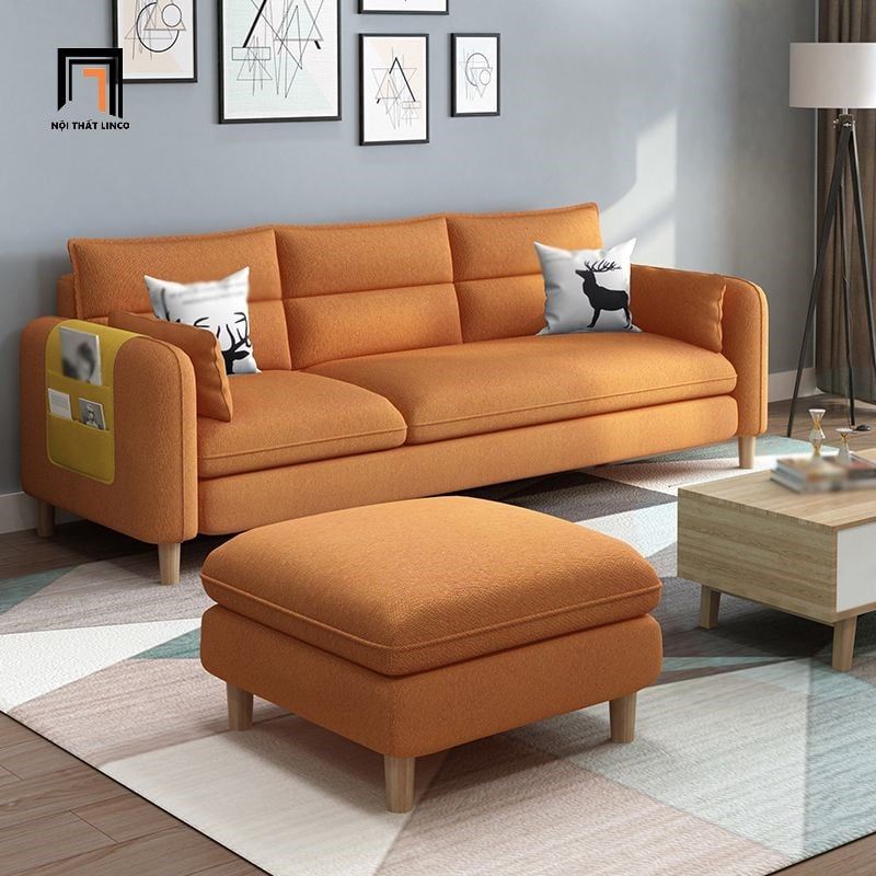 Bộ ghế sofa băng gia đình BT197 Colton 2m1 kèm đôn vuông 60cm