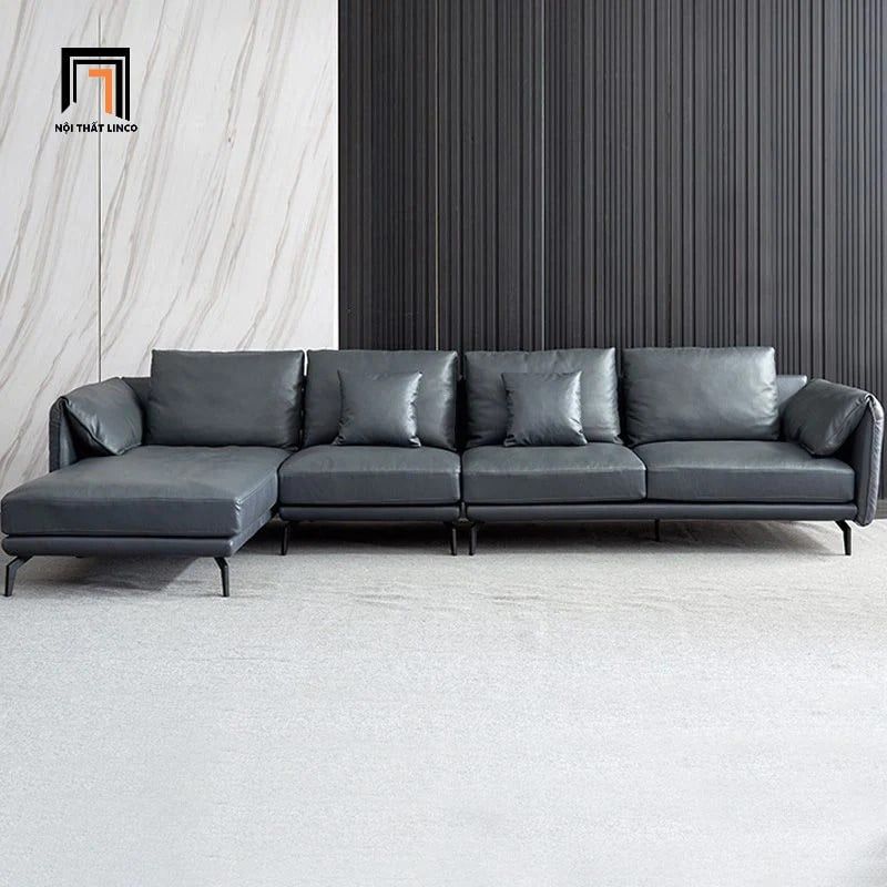 Bộ ghế sofa góc L 3m x 1m6 GT147 Santafe da công nghiệp xám đậm