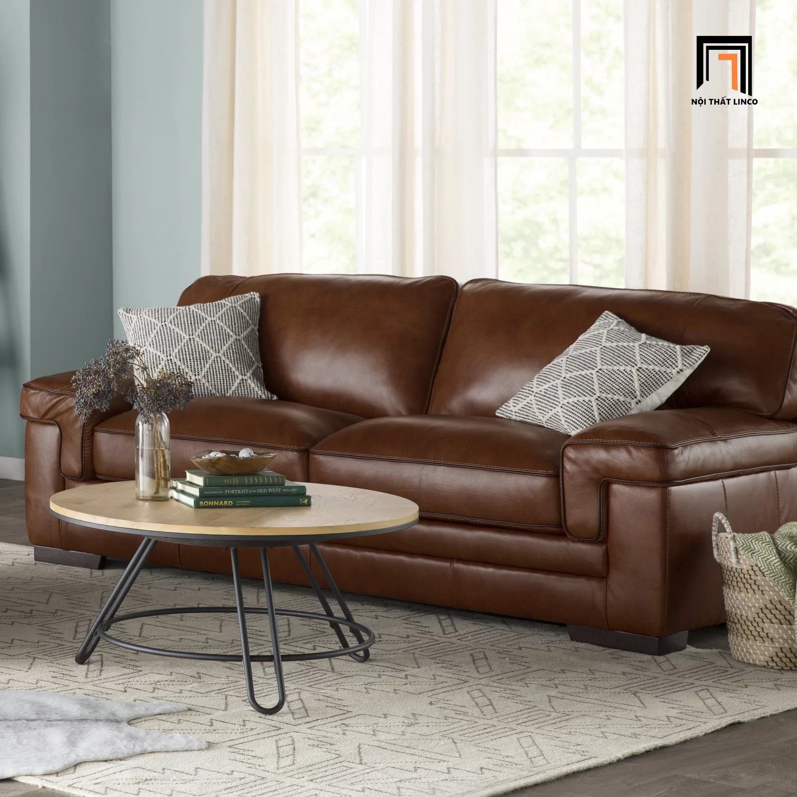 Sofa băng phòng khách gia đình BT176 Keara 2m màu nâu