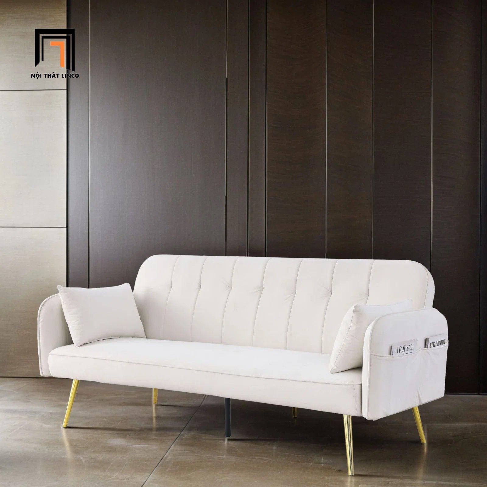 Ghế sofa giường đa năng GB84 Noce dài 1m9 vải nhung đẹp