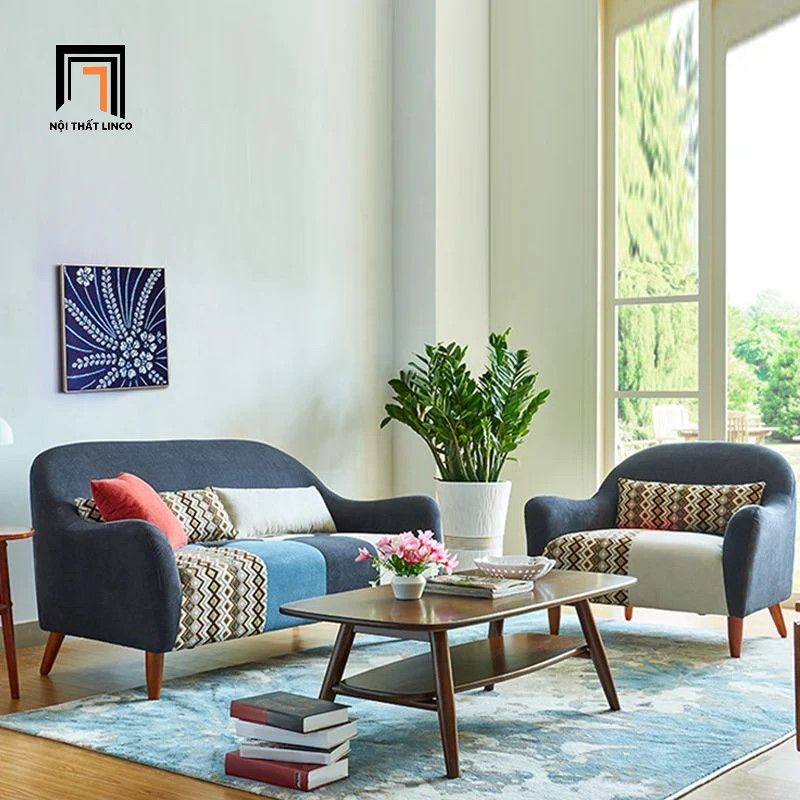Set ghế sofa vải nỉ xinh xắn KT108 Nexon cho gia đình nhỏ gọn