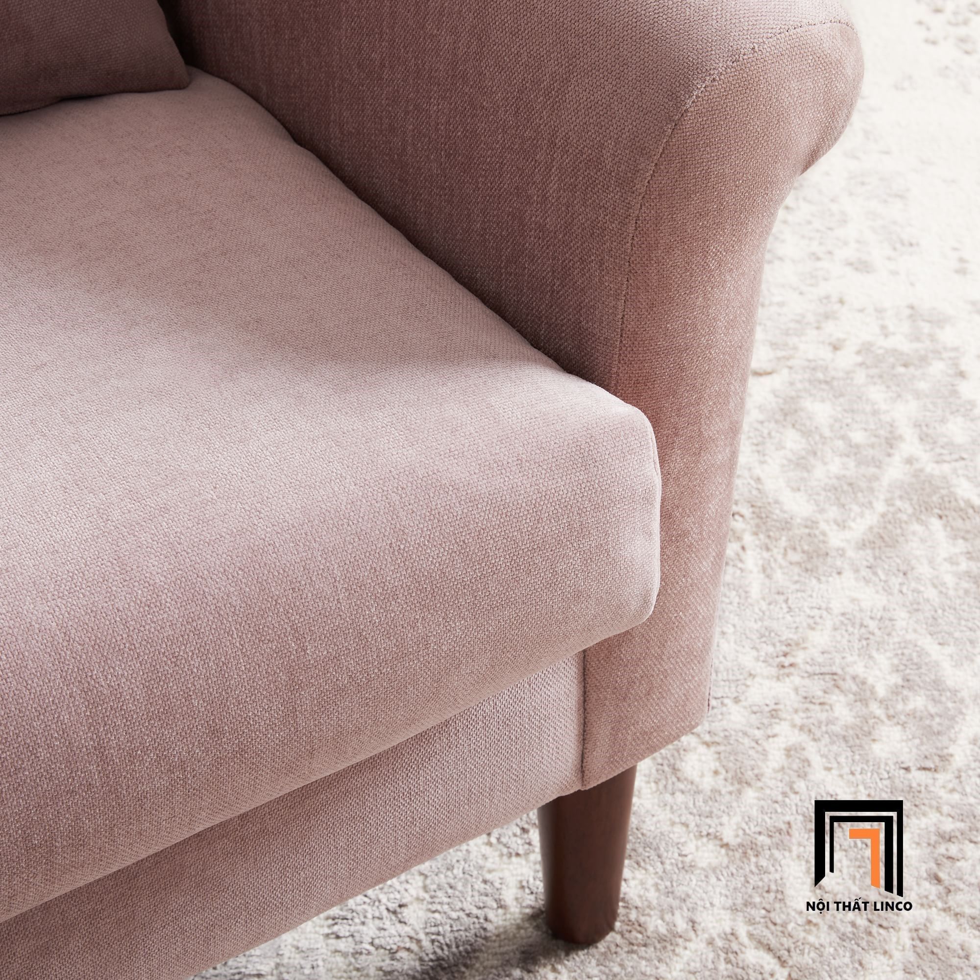 Ghế sofa đơn xinh xắn DT22 Parlo vải nỉ màu hồng phấn