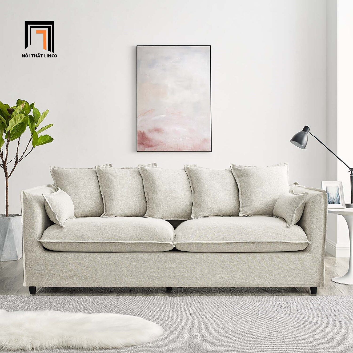 Ghế sofa băng nhỏ dài 1m9 BT109 Azure màu xám trắng