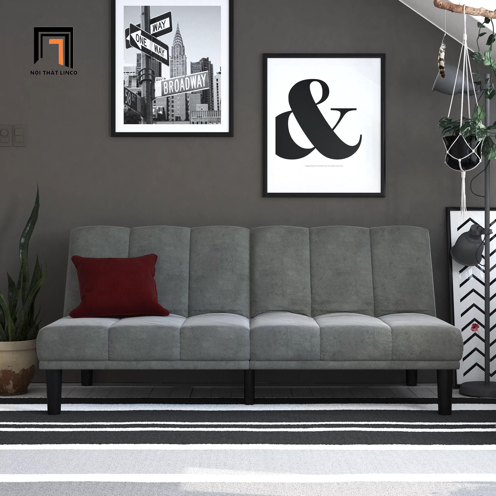 Ghế sofa giường màu xám đậm GB15 Msay dài 1m8 giá rẻ