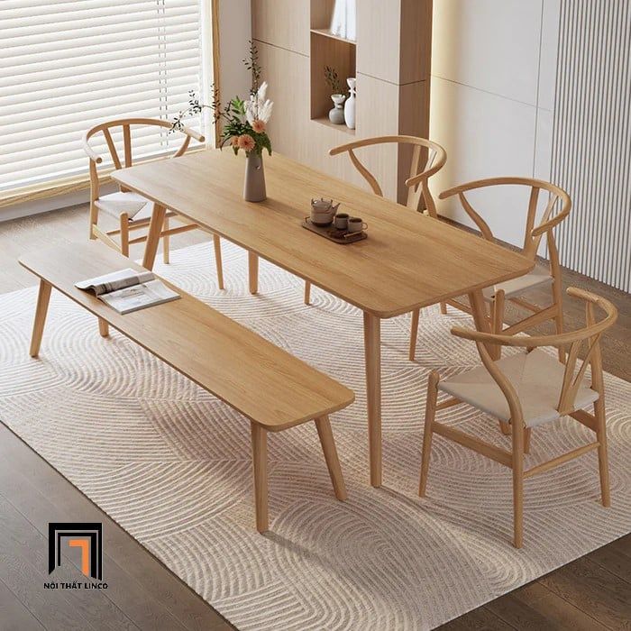 Bộ bàn ăn 6 ghế gỗ cong 29-KH6-G59-B108 cho phòng bếp rộng