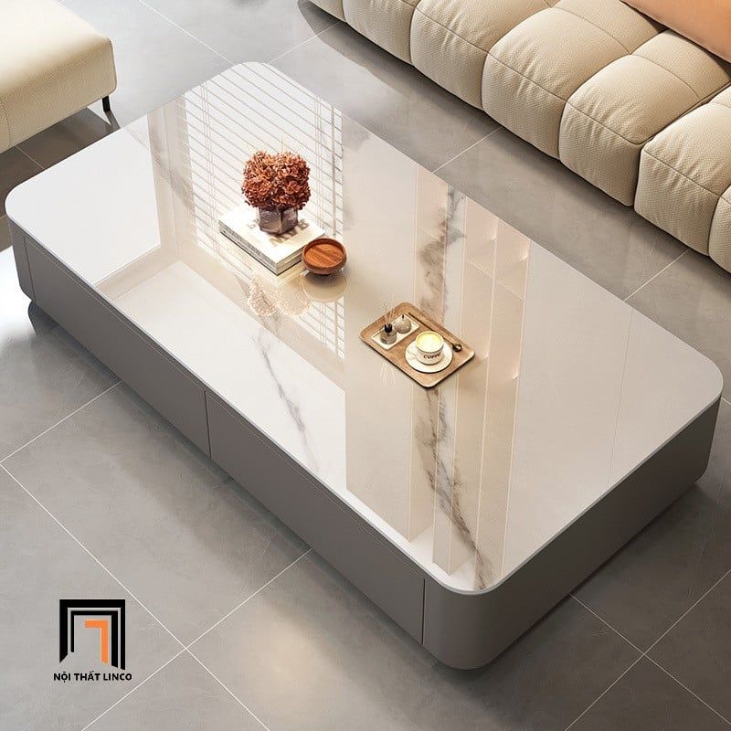 Bàn sofa chữ nhật mặt đá BSF85 Asbury 1m1 hộc kéo xinh xắn
