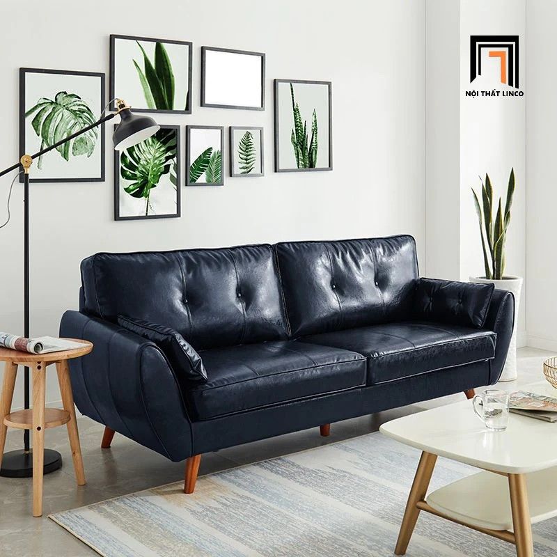 Ghế sofa đơn 1 người màu xanh than DT77 Rothry bọc da giả