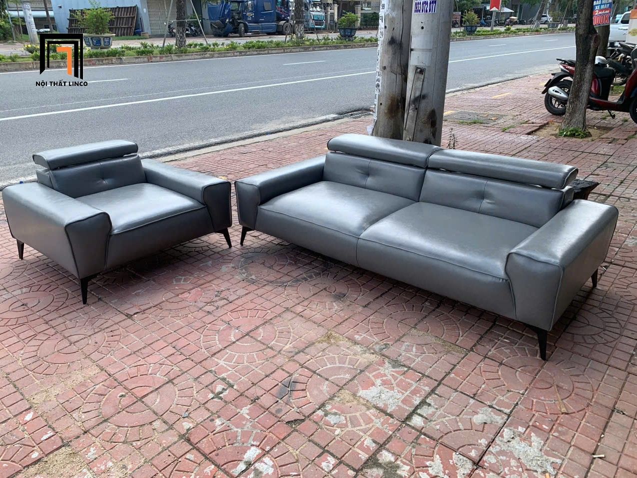 Bộ ghế sofa gật gù KT141 Weta da giả bóng cho phòng khách
