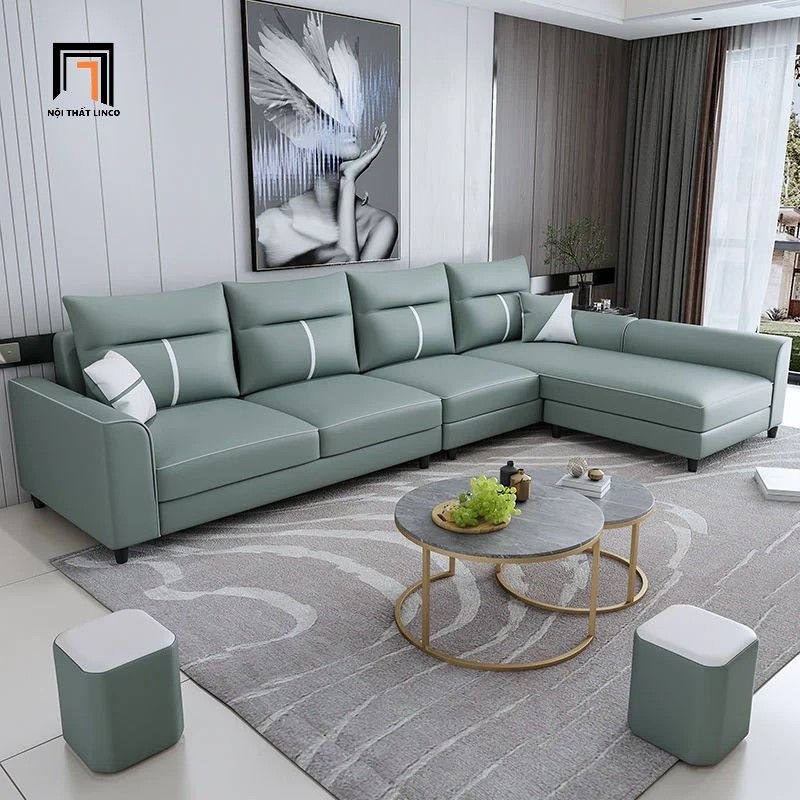 Bộ ghế sofa góc L da Pu GT136 Naple 3m x 1m6 gia đình sang trọng