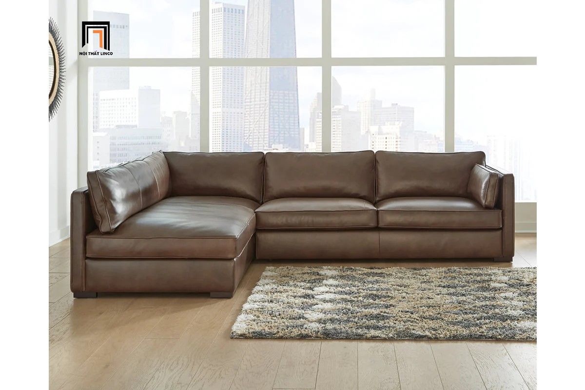Bộ ghế sofa góc L GT72 Crosby 2m2 x 1m6 da công nghiệp