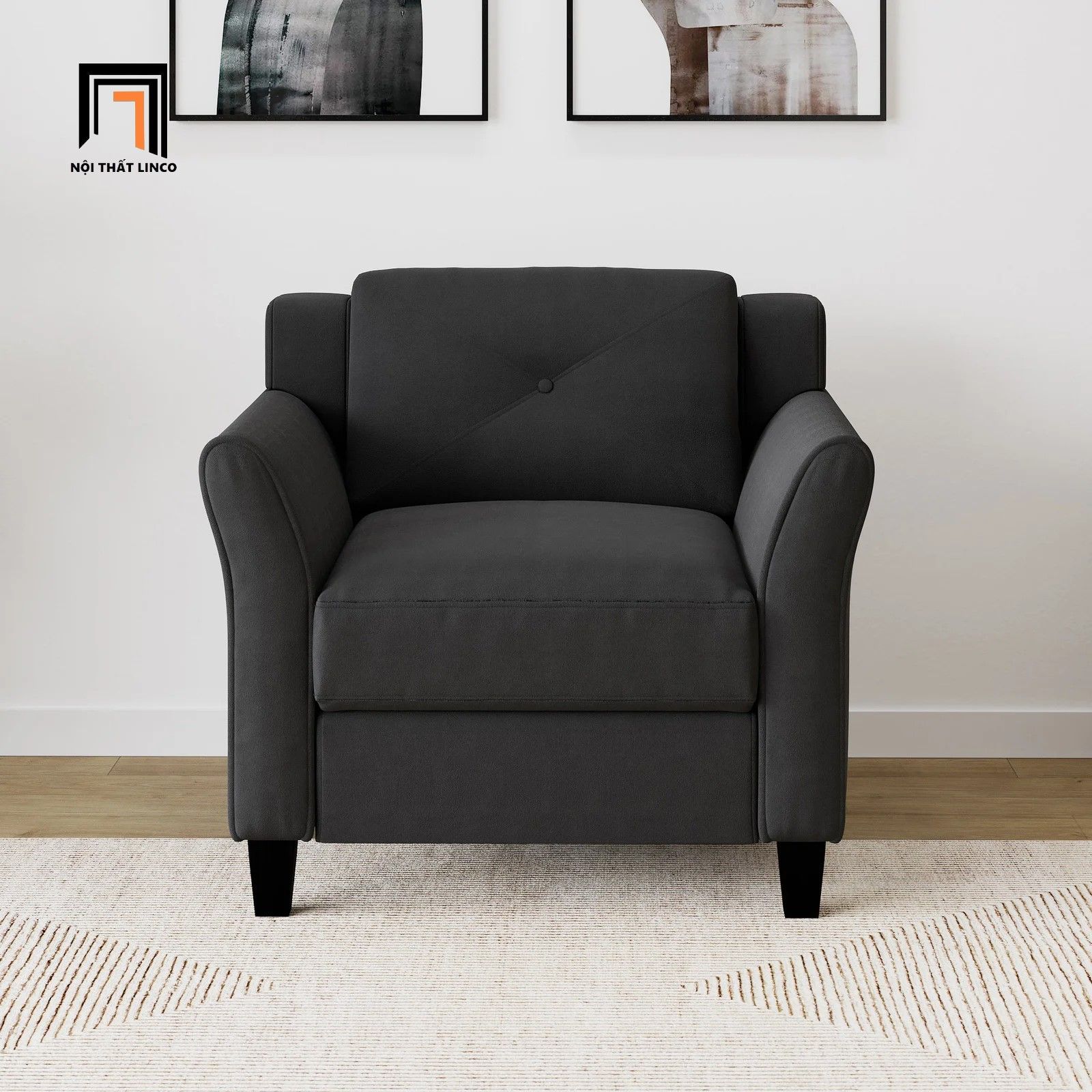 Ghế sofa đơn thư giãn giá rẻ DT114 Lourdez màu xám trắng