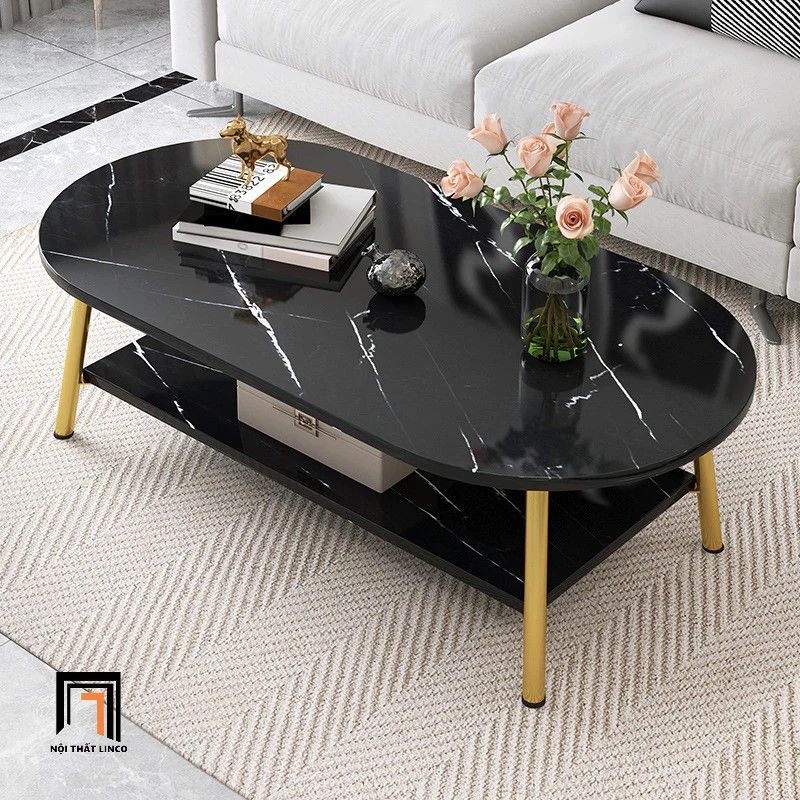 Bàn sofa phòng khách nhỏ gọn BSF15 Oveen 1m mặt đá trắng