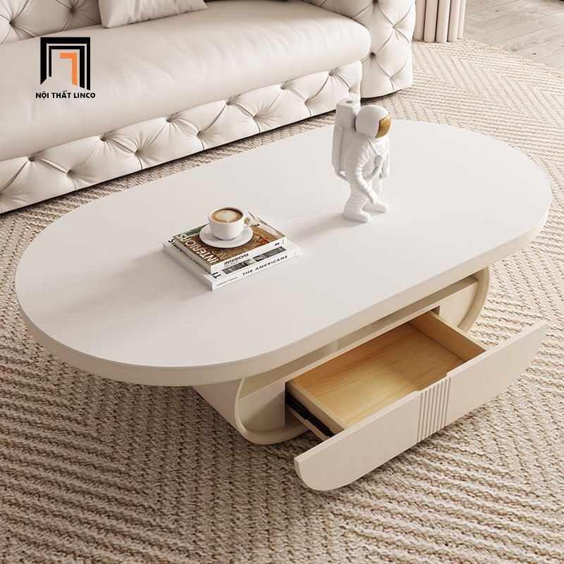 Bàn sofa phòng khách oval mặt đá 1m1 BSF91 Juntura kiểu cong