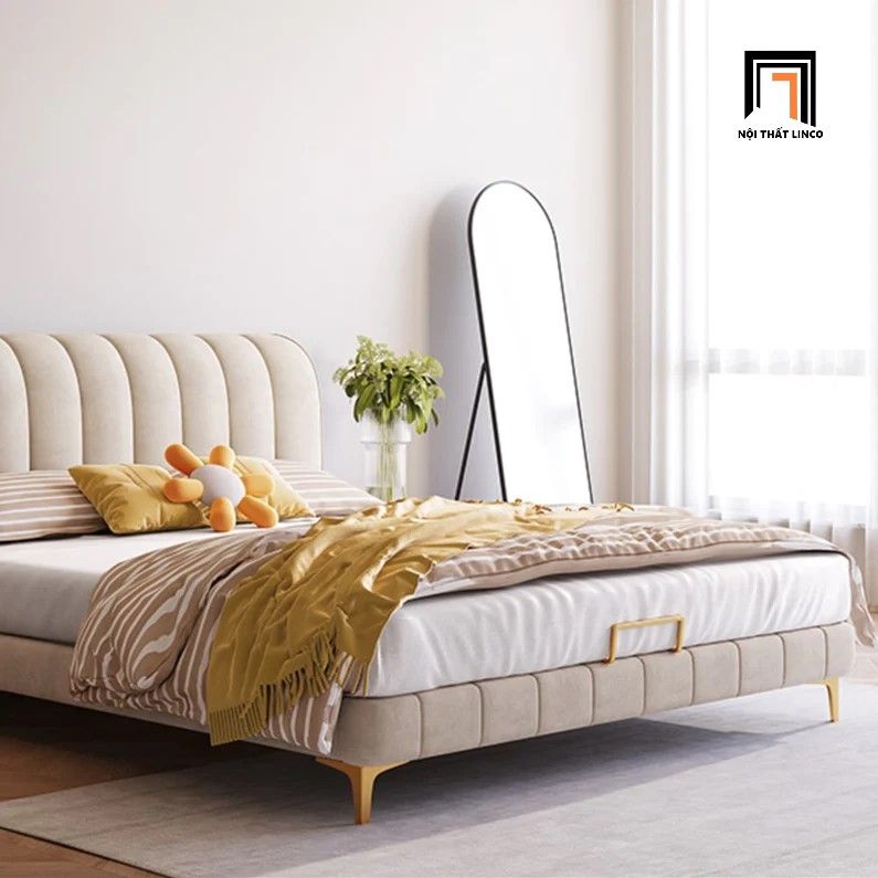 Giường ngủ bọc nệm cao cấp GN53 Cato bọc vải nhung hiện đại