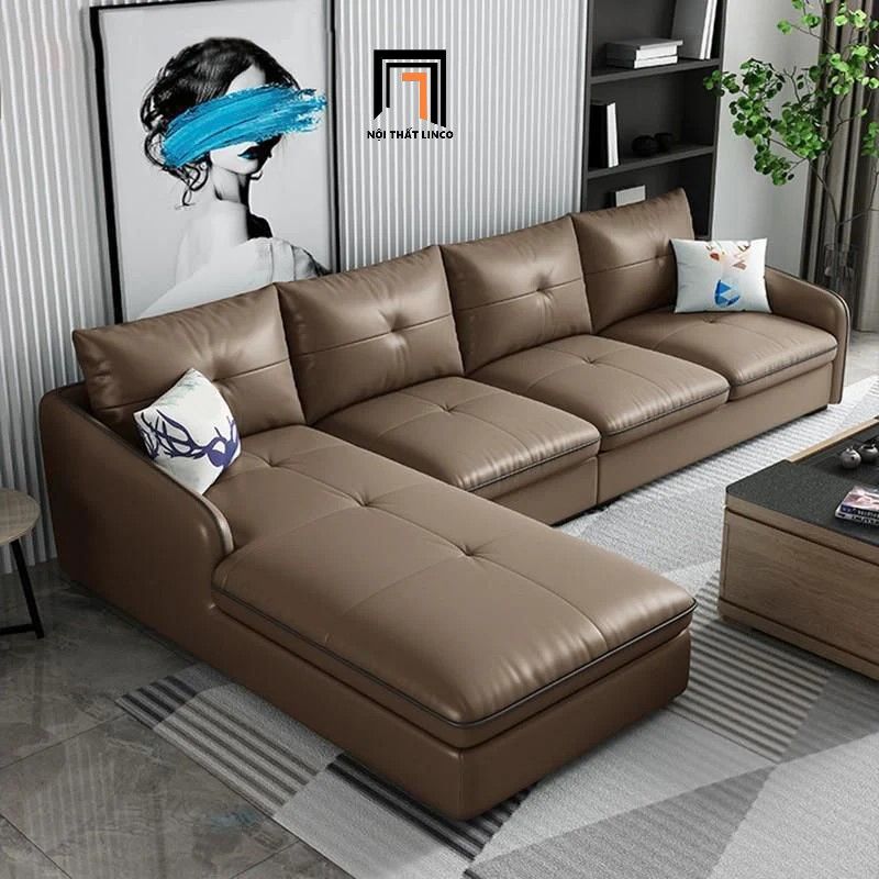 Bộ ghế sofa góc L da giả màu nâu GT229 Croxdale 2m5 x 1m7
