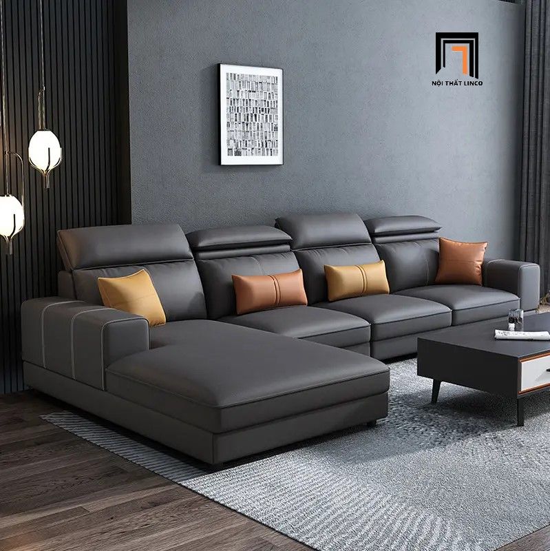 Bộ ghế sofa góc L cao cấp GT258 Zion 3m x 1m6 bọc da đẹp