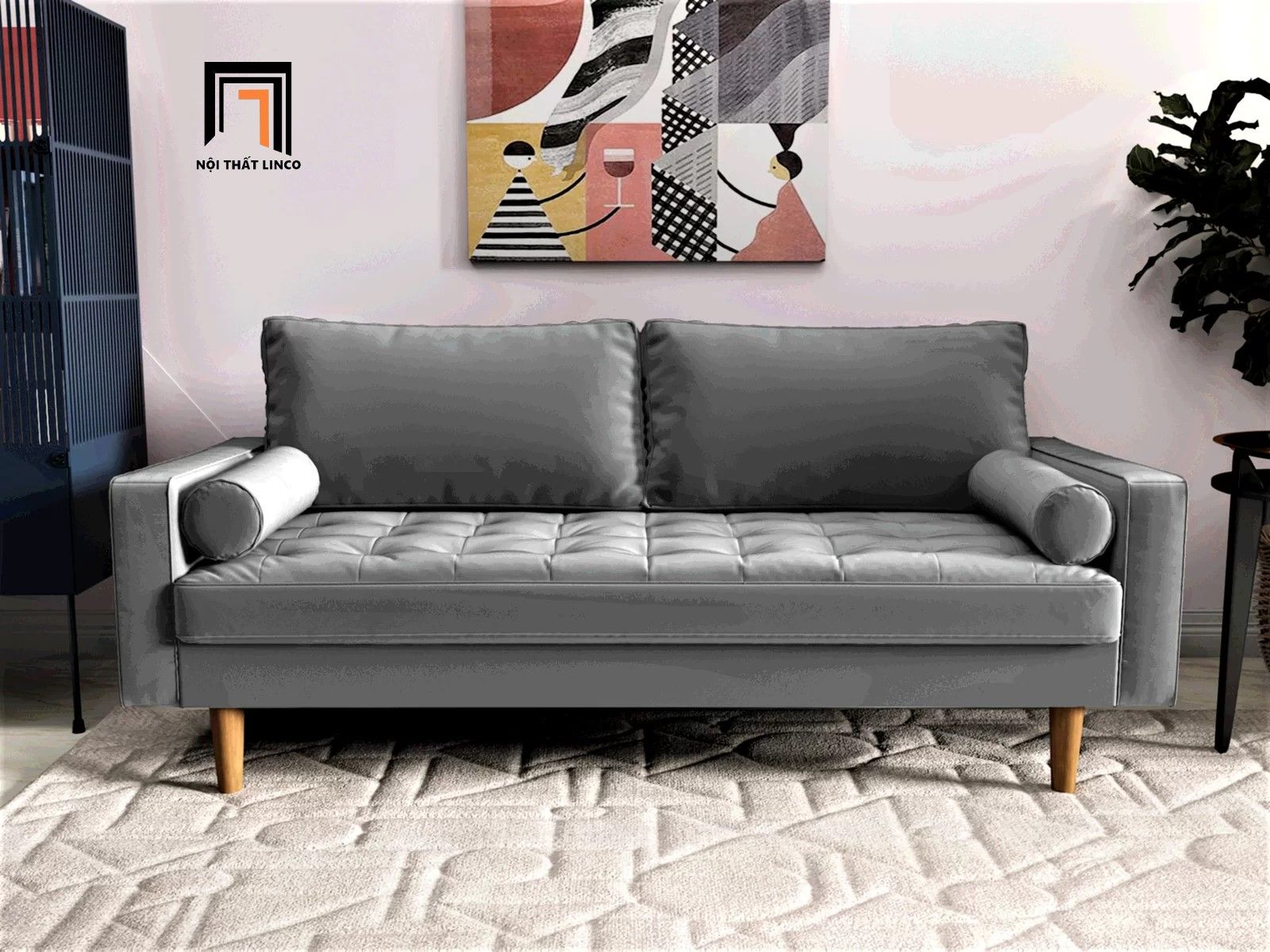 Bộ ghế sofa phòng khách gia đình KT1 Clovis vải nhung giá rẻ
