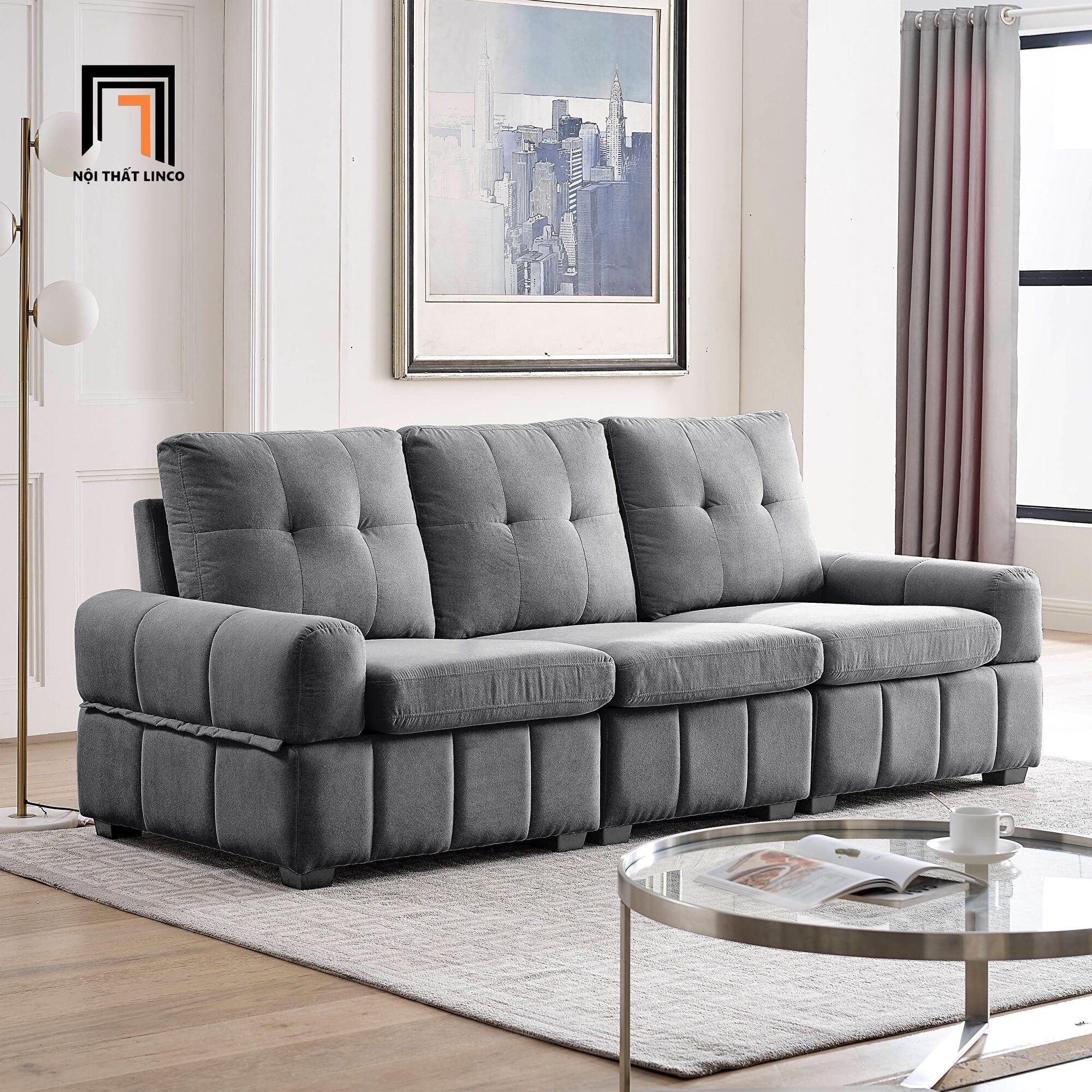 Ghế sofa băng vải nỉ trắng kem BT106 Beige cho gia đình