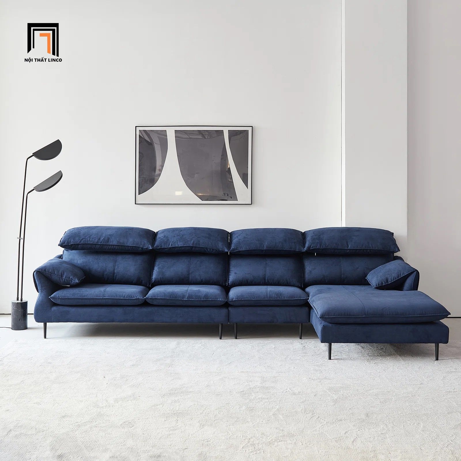 Ghế sofa góc diện tích lớn GT205 Brescia 3m x 1m7 xanh đậm