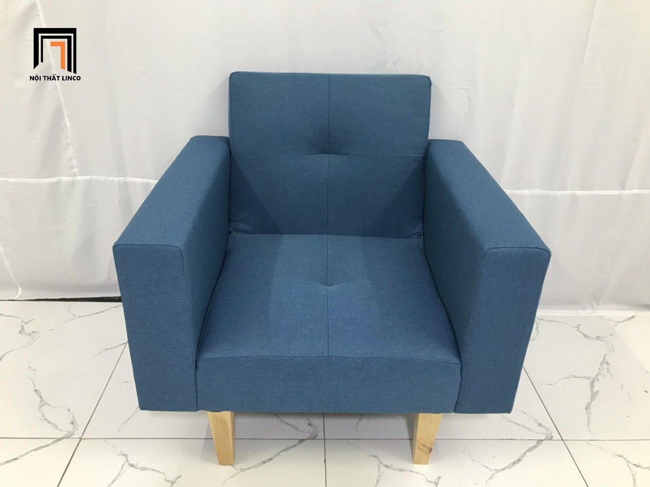 Ghế sofa đơn hiện đại xanh dương NS02 cho công sở giá rẻ