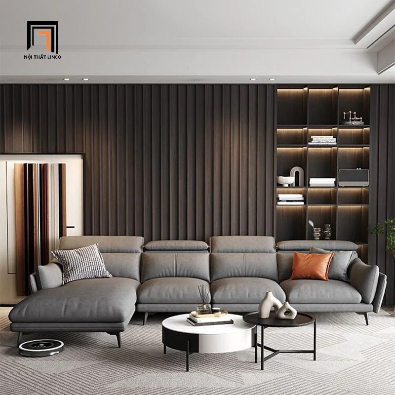 Ghế sofa góc L gật gù thư giãn GT222 Numan 3m2 x 1m7 xám nỉ