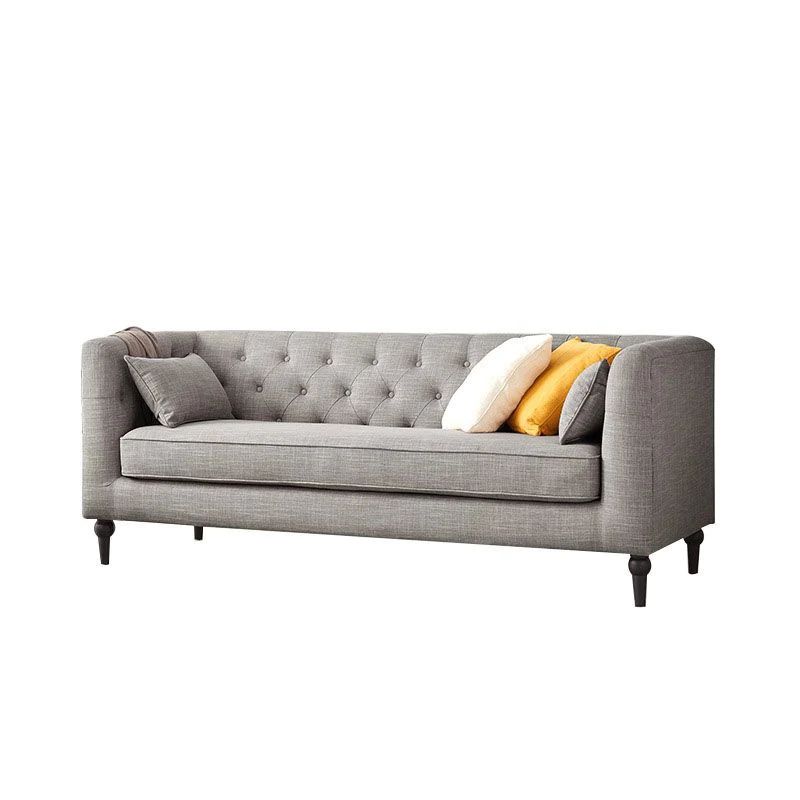 Bộ ghế sofa gia đình KT95 Wright màu xám trắng đinh nút