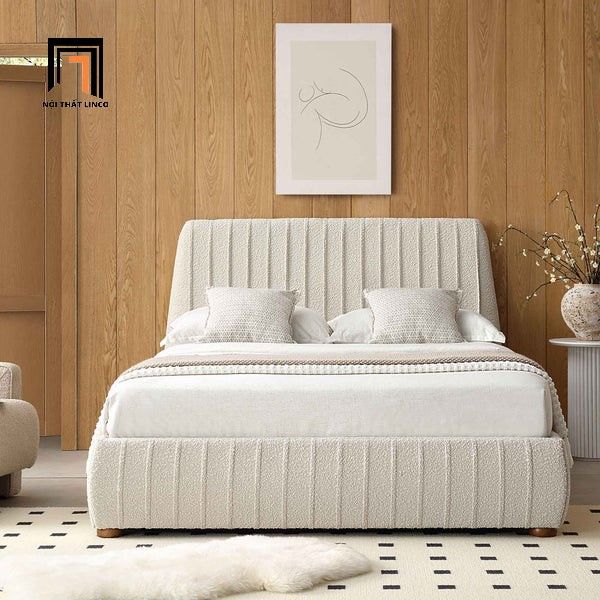 Giường ngủ bọc nệm cho gia đình GN66 Helia vải lông cừu đẹp