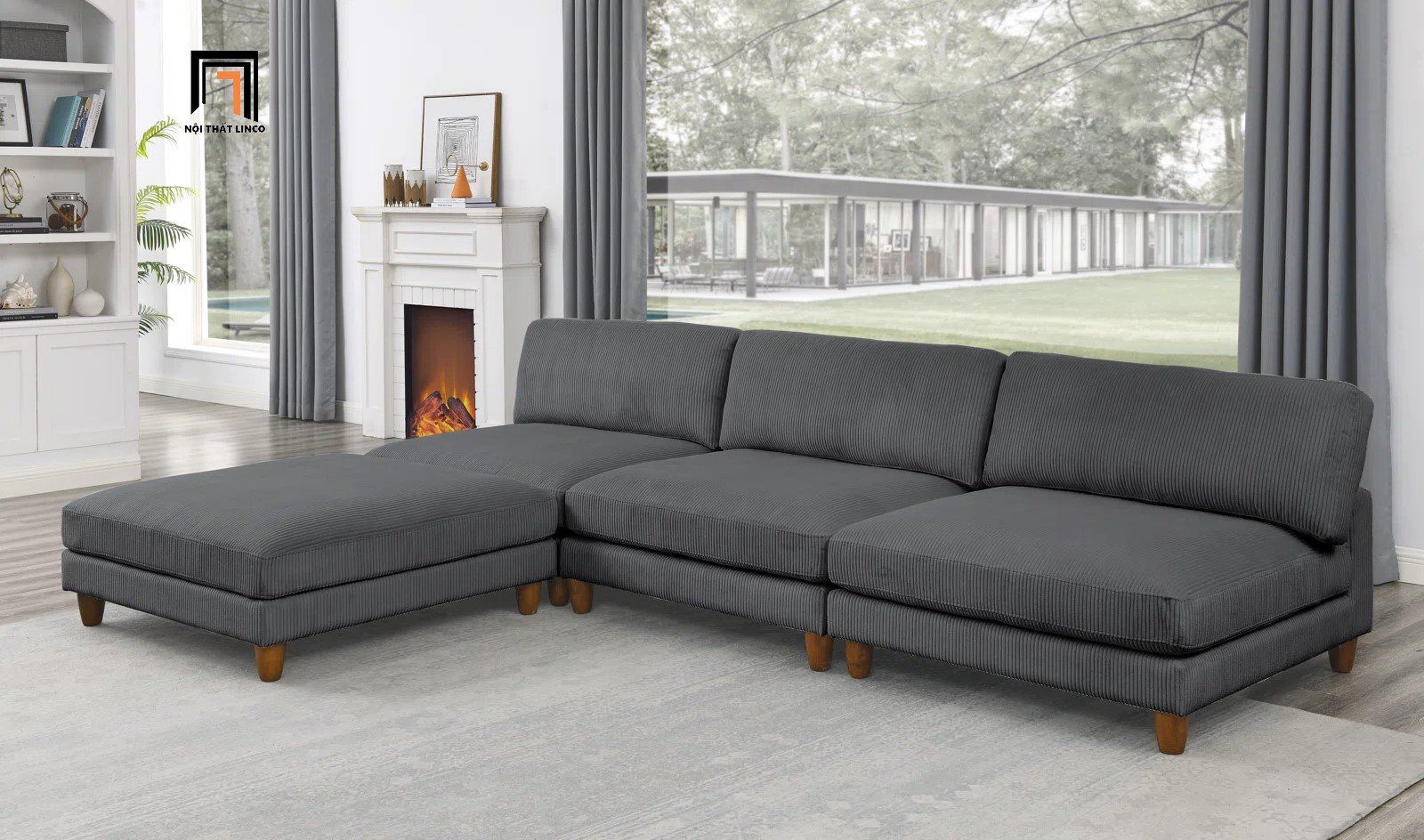 Bộ ghế sofa góc phòng khách GT99 Sandid 2m4 x 1m6 giá rẻ