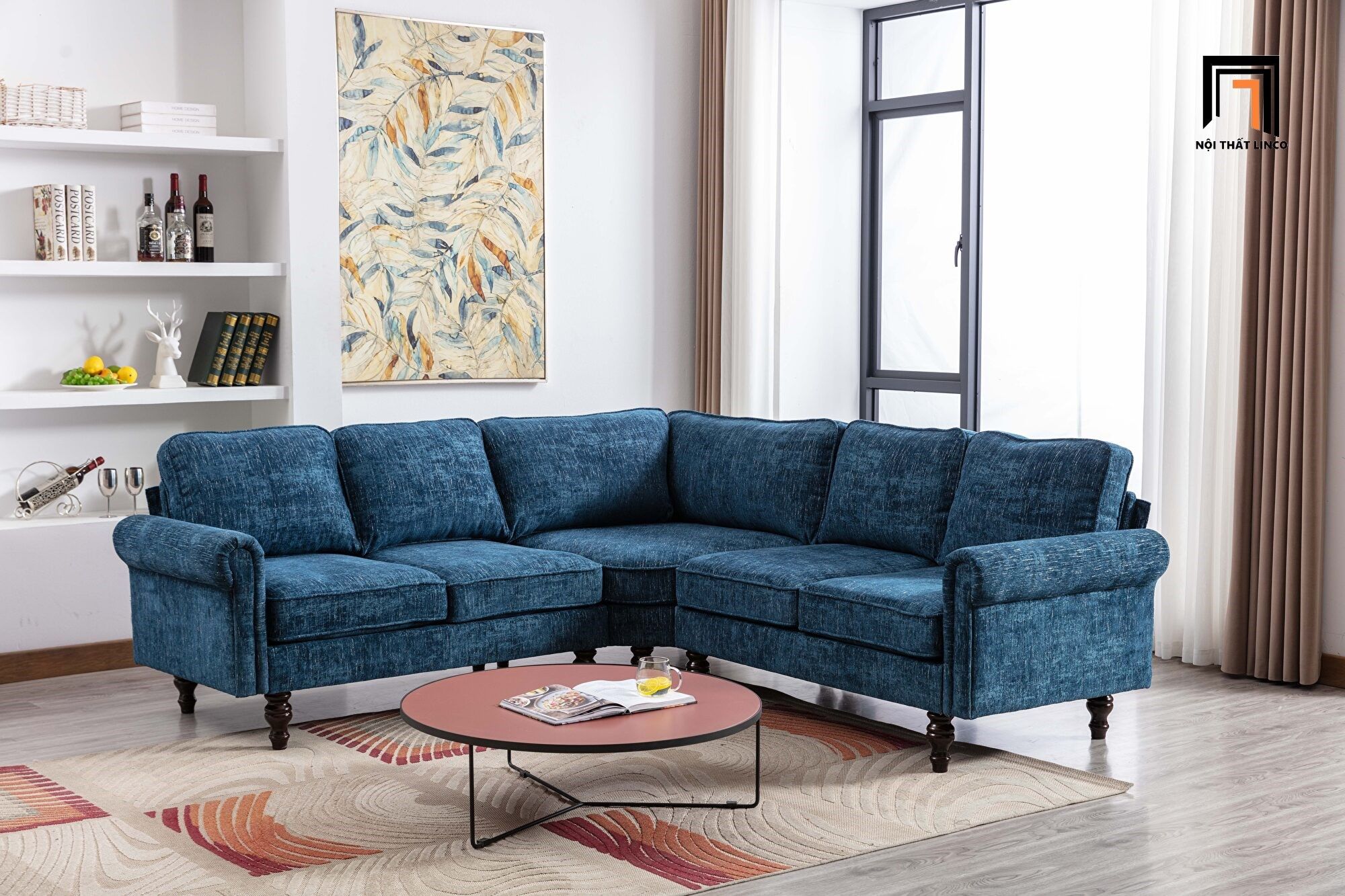 Bộ ghế sofa góc sang trọng 2m2 x 2m2 GT68 Winston vải nỉ