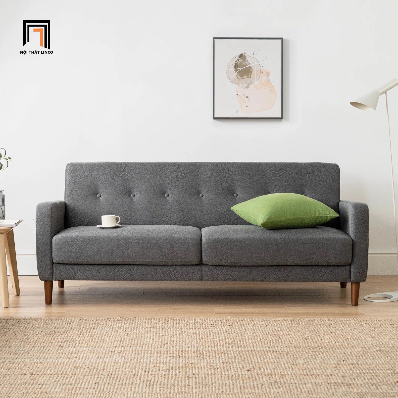 Ghế sofa băng vải nỉ màu xanh dương BT207 Adair dài 1m8