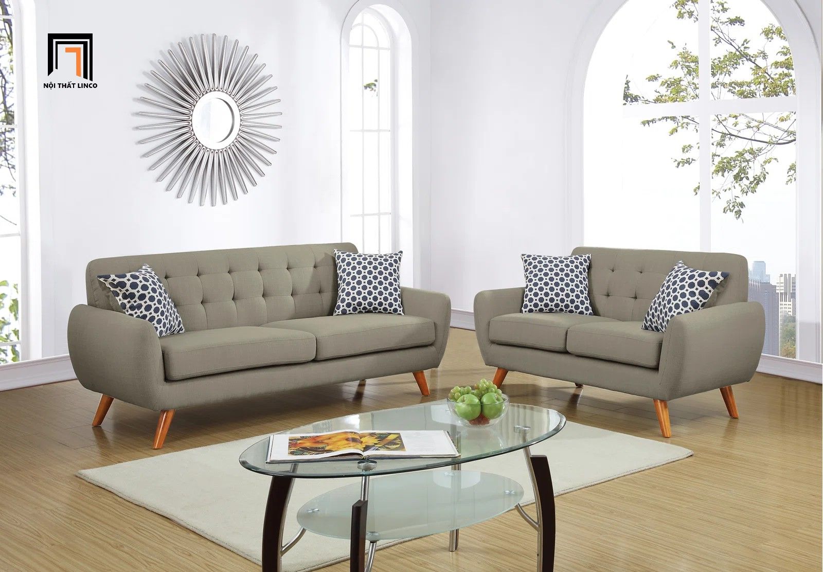 Bộ ghế sofa văn phòng giá rẻ KT38 Eloe vải nỉ bố xinh xắn