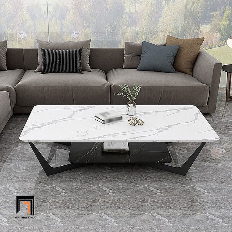 Bàn sofa phòng khách 1m sang trọng BSF28 Mocshin 2 tầng đá