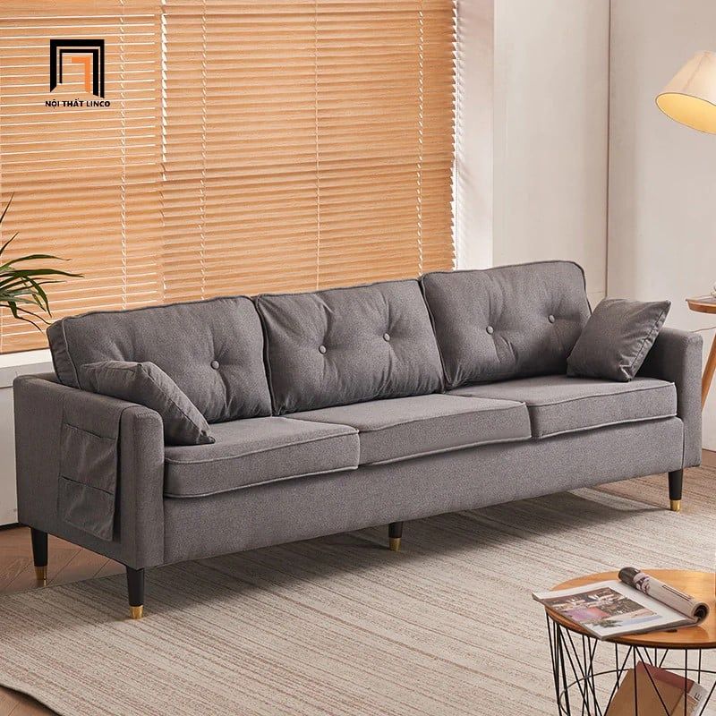Ghế sofa băng vải nỉ đẹp BT303 Klatovy dài 2m2 màu xám ghi