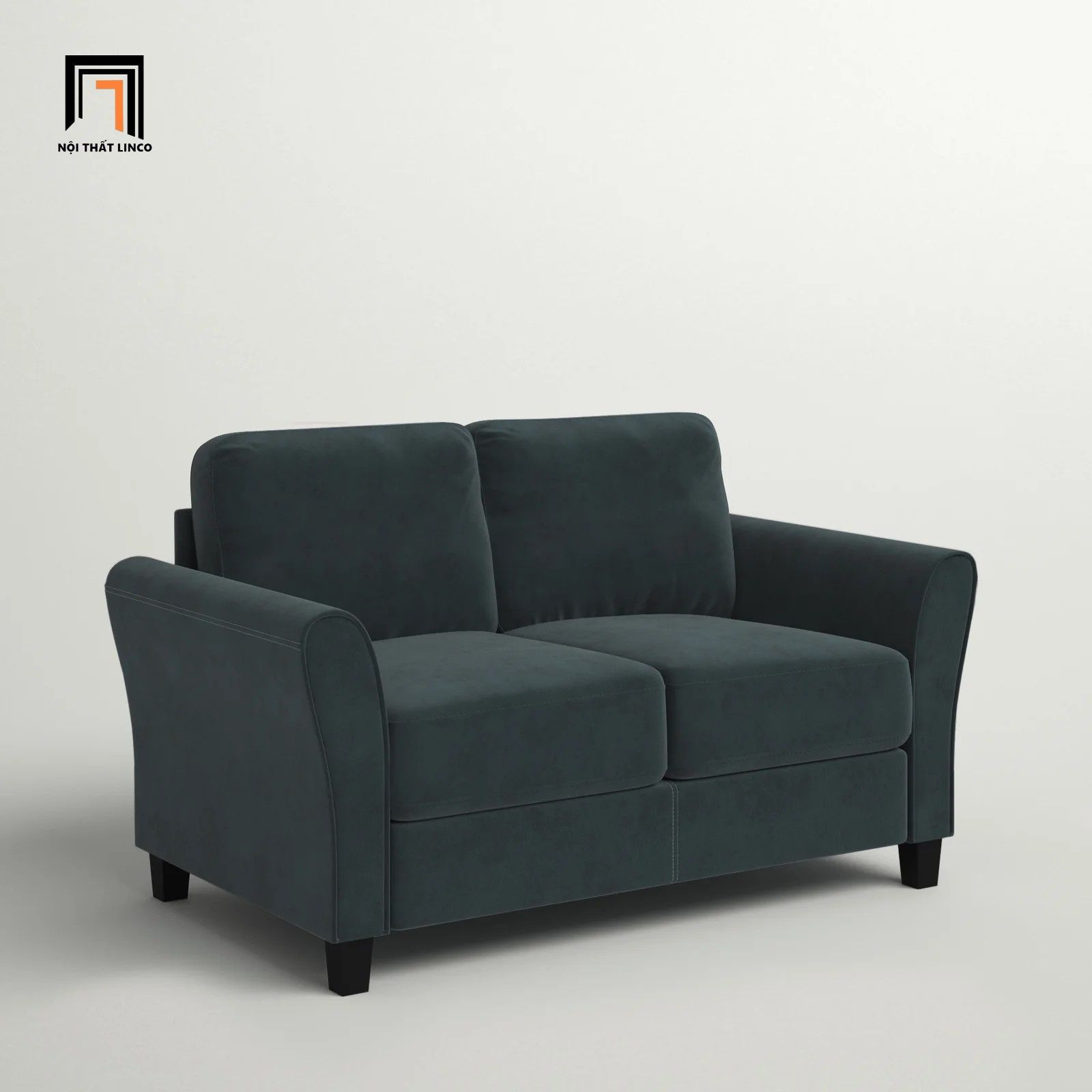 Ghế sofa băng mini nhỏ gọn 1m3 BT205 Caniah xám đen vải nhung