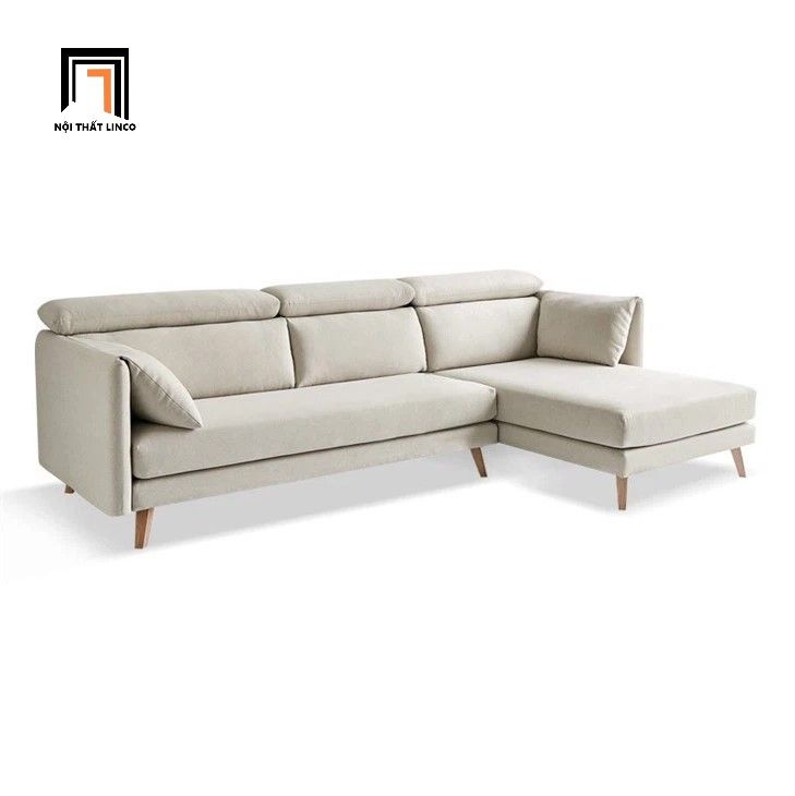 Bộ ghế sofa góc L đẹp trắng kem GT255 Pecos 3m x 1m6 gật gù
