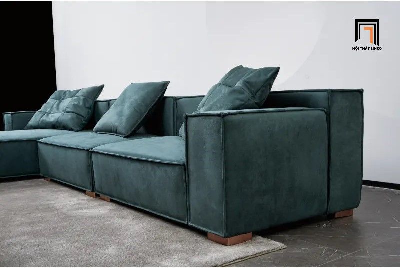 Bộ ghế sofa góc L GT31 Squaror 2m8 x 1m6 màu xanh lá vải nhung