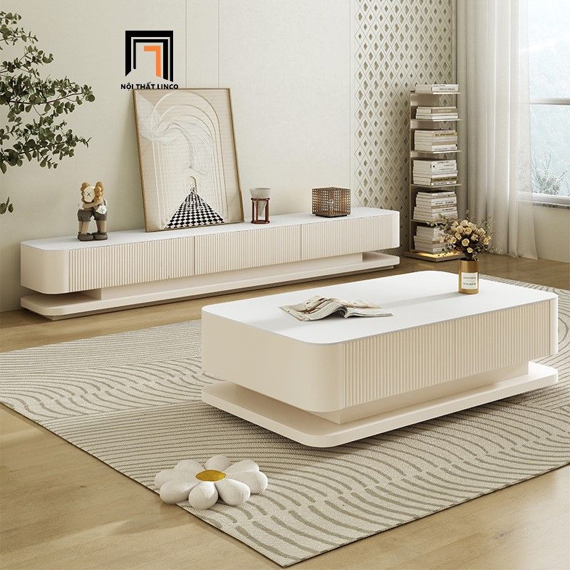 Bàn sofa mặt đá sang trọng BSF73 Stoning 1m x 60 sơn trắng