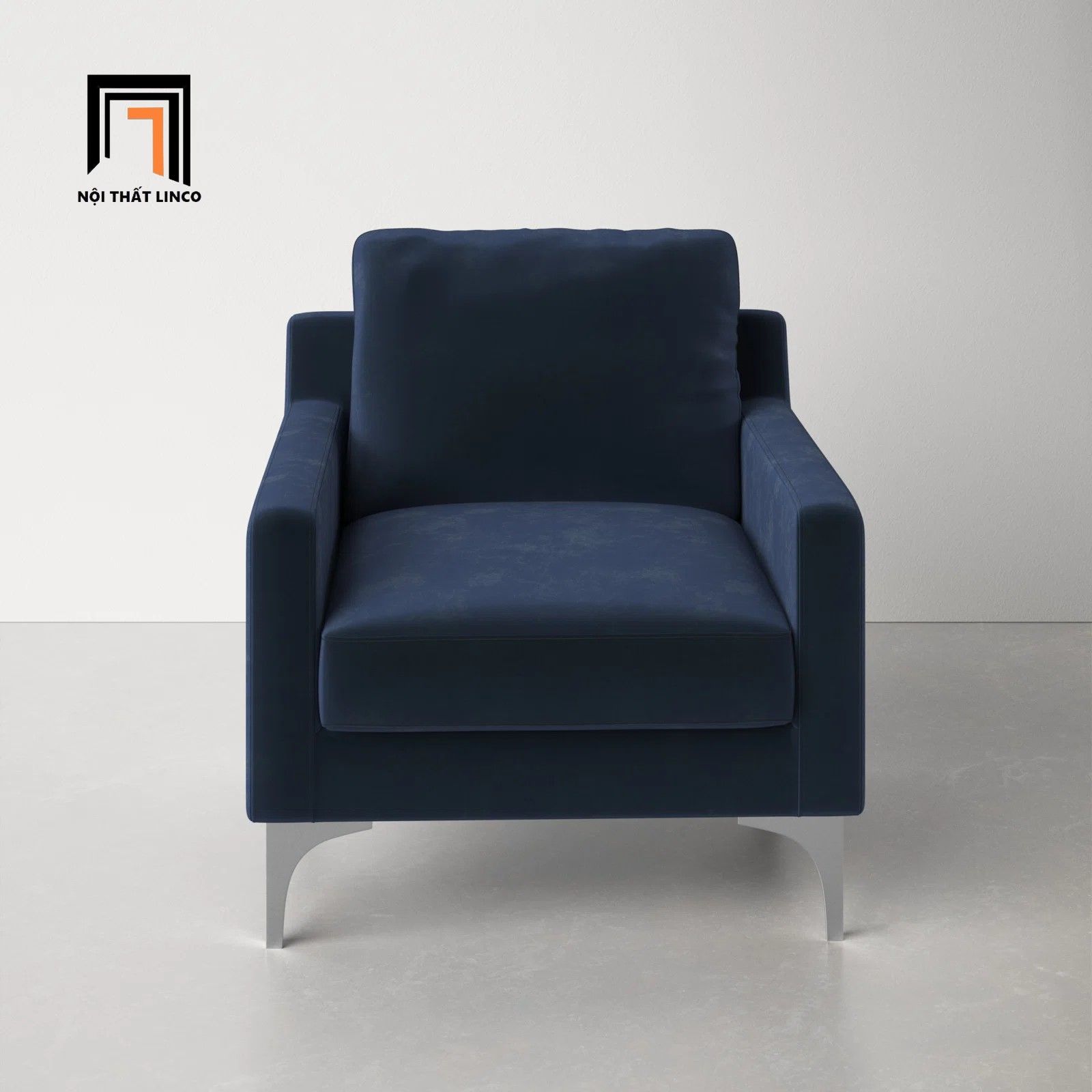 Ghế sofa đơn gia đình vải nhung DT6 Jones màu xanh đậm