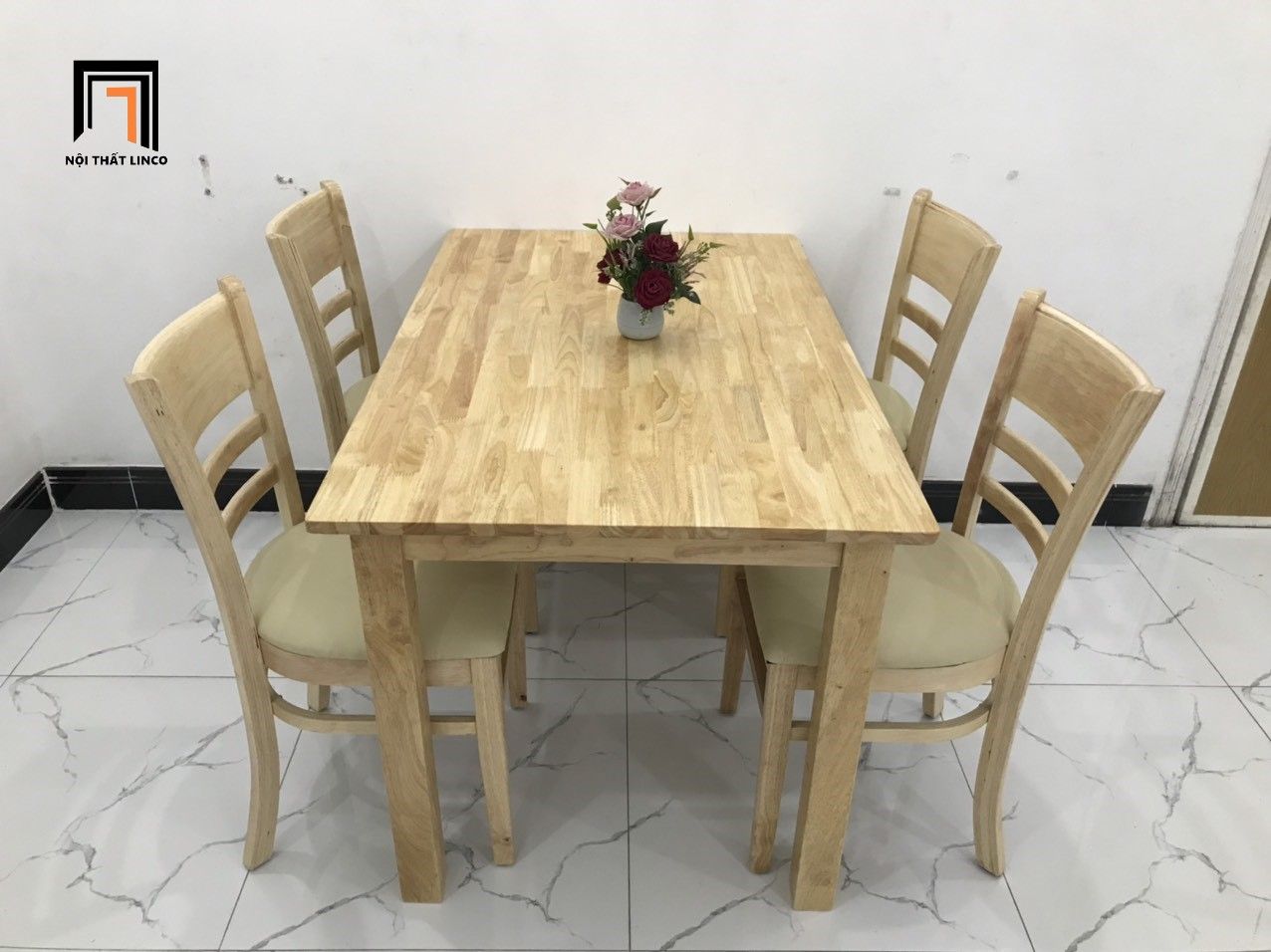 Bộ bàn ăn 4 ghế giá rẻ 1-KH4-G02-B108-go phòng bếp gia đình