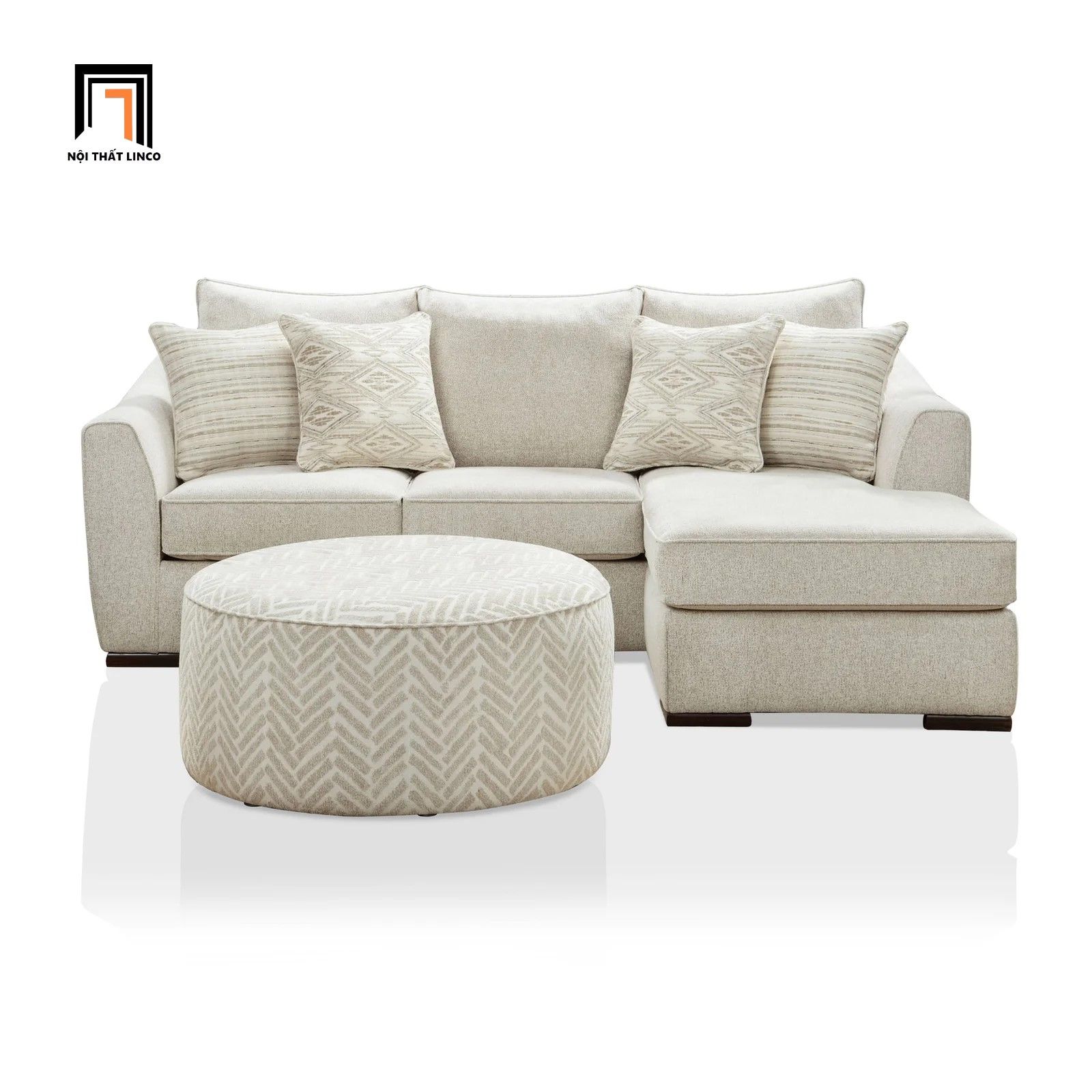 Bộ ghế sofa góc L nhỏ gọn GT206 Bethene 2m2 x 1m6 xám trắng