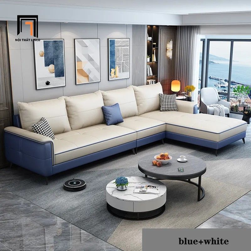 Bộ ghế sofa góc L GT61 Bovasis 2m3 x 1m6 da công nghiệp sang trọng