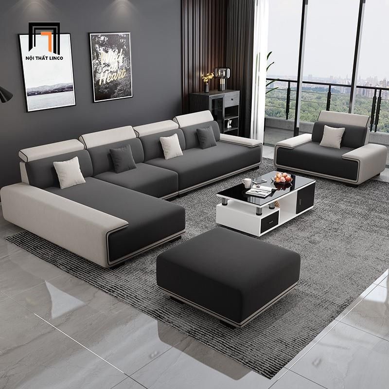 Ghế sofa góc L hiện đại GT259 Ramia 3m2 x 1m8 phối đen trắng