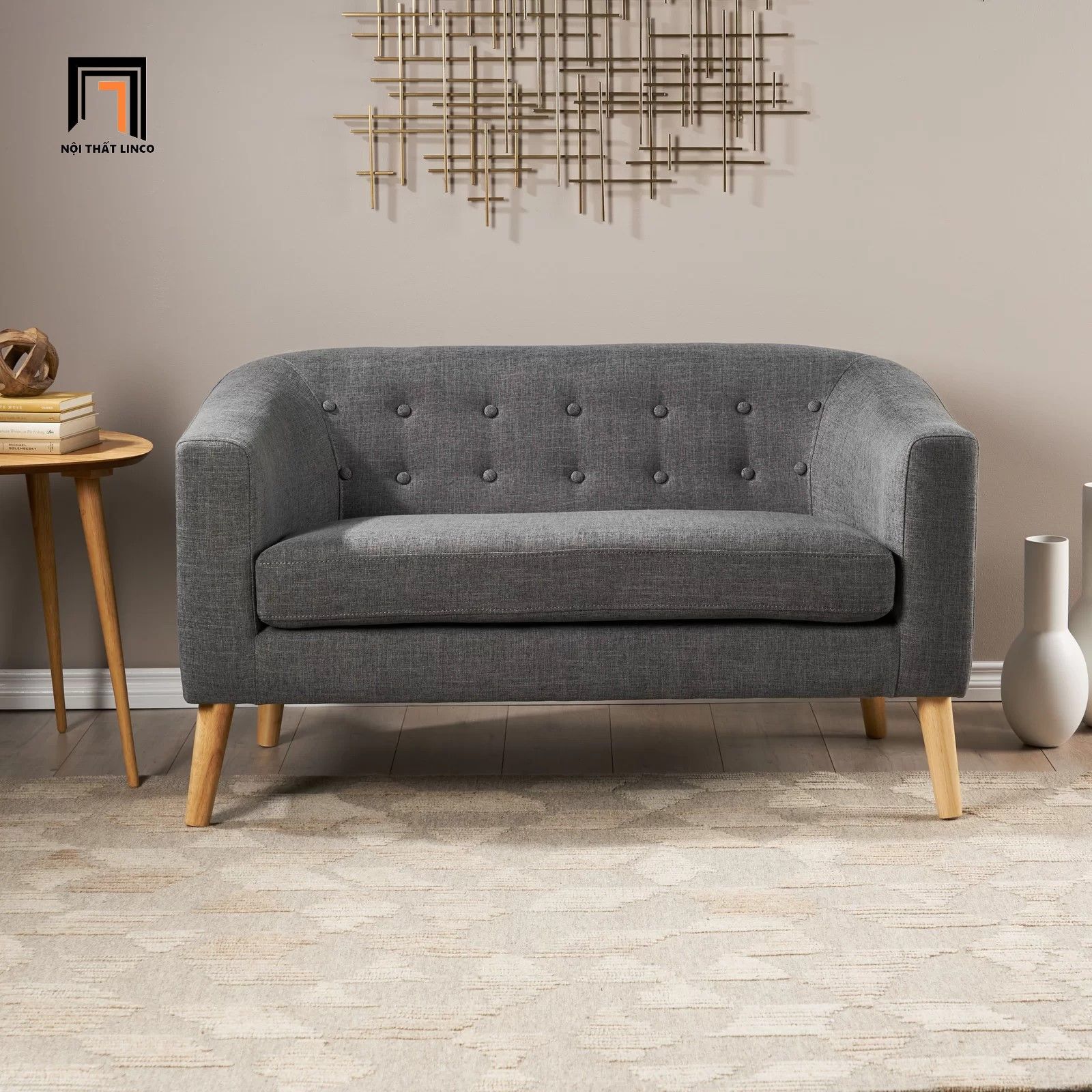 Ghế sofa băng cho phòng trọ màu cam BT208 Decato dài 1m2 giá rẻ