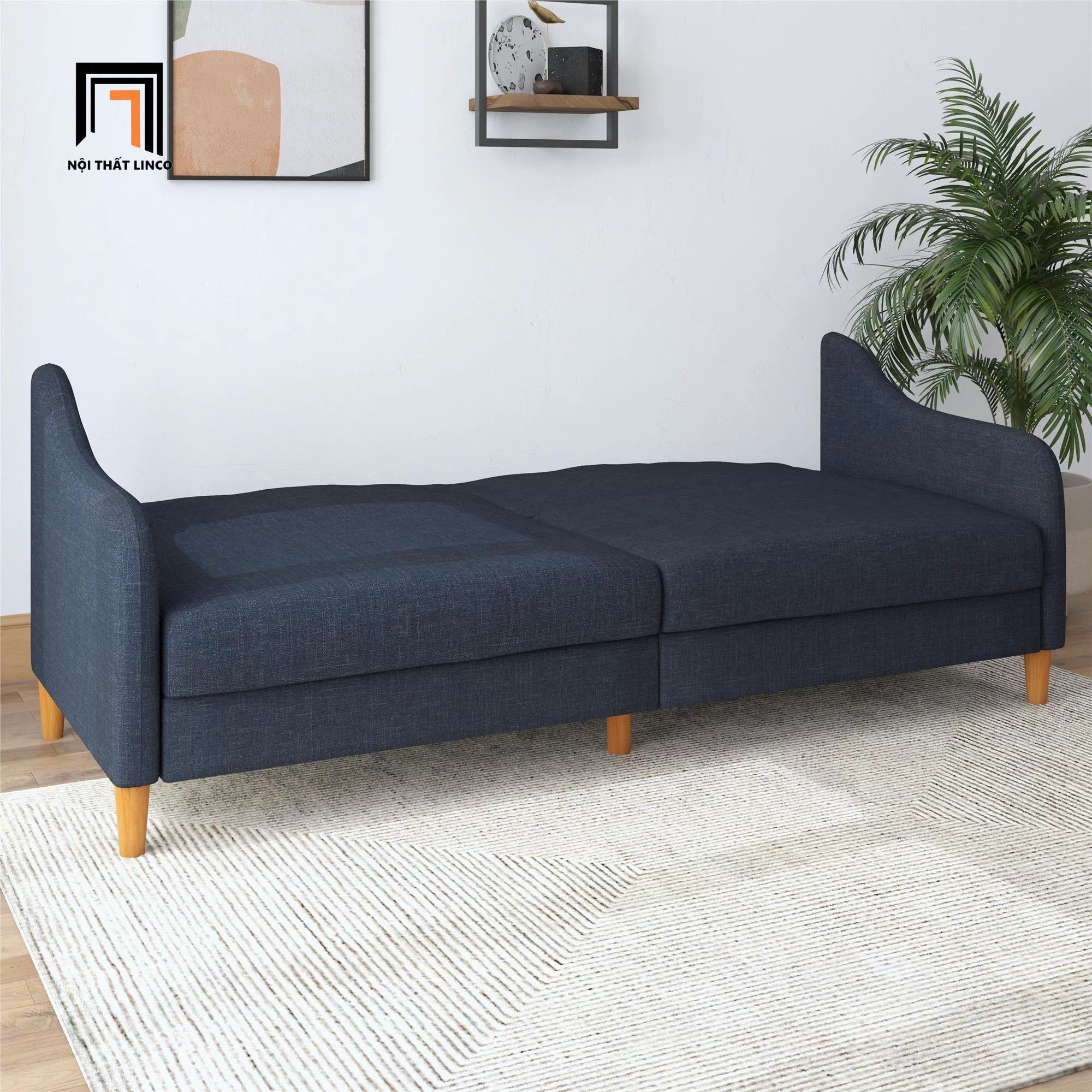 Ghế sofa văng giường nằm GB17 Jasper màu xanh than dài 1m9