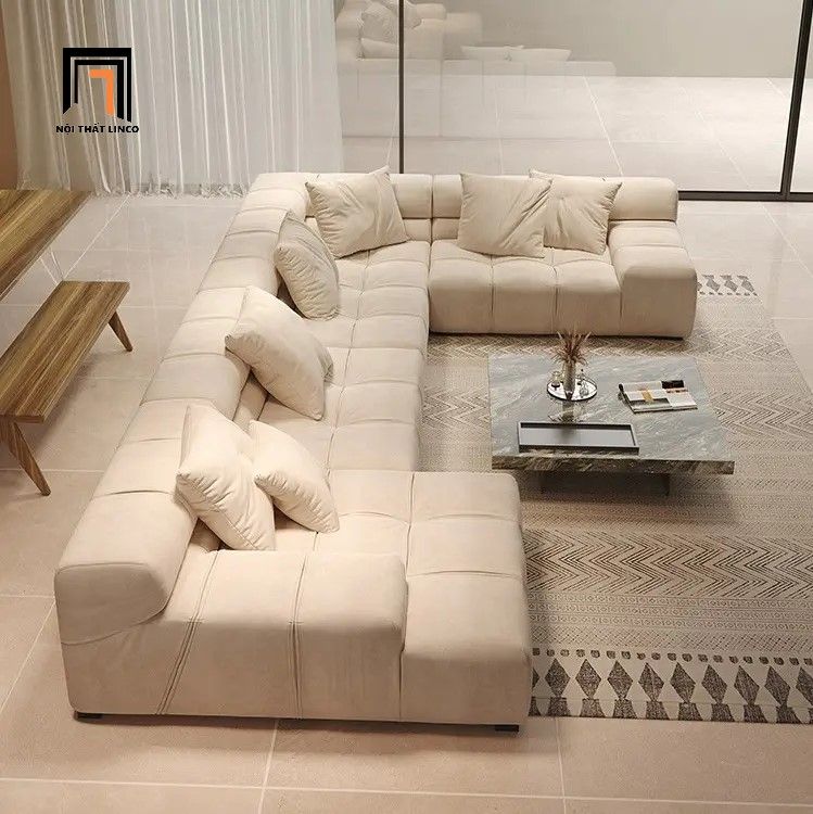 Set ghế sofa U da công nghiệp UT21 Brooker 3m4 xám trắng