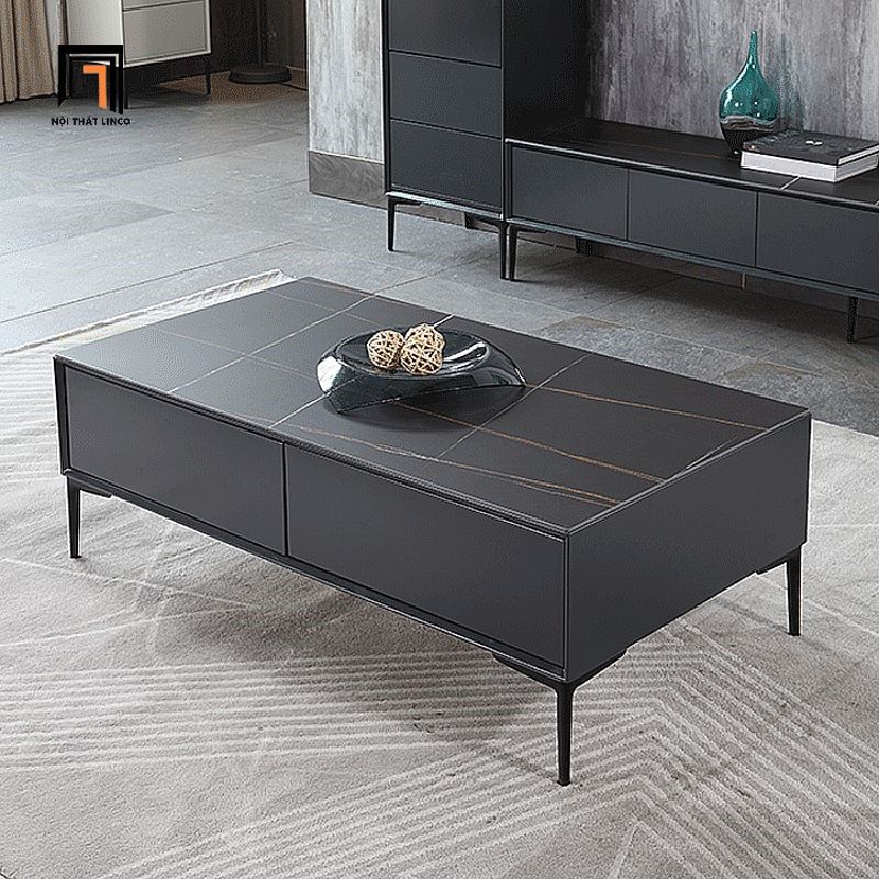 Bàn sofa gia đình chữ nhật 2 hộc kéo BSF48 Raheem màu đen