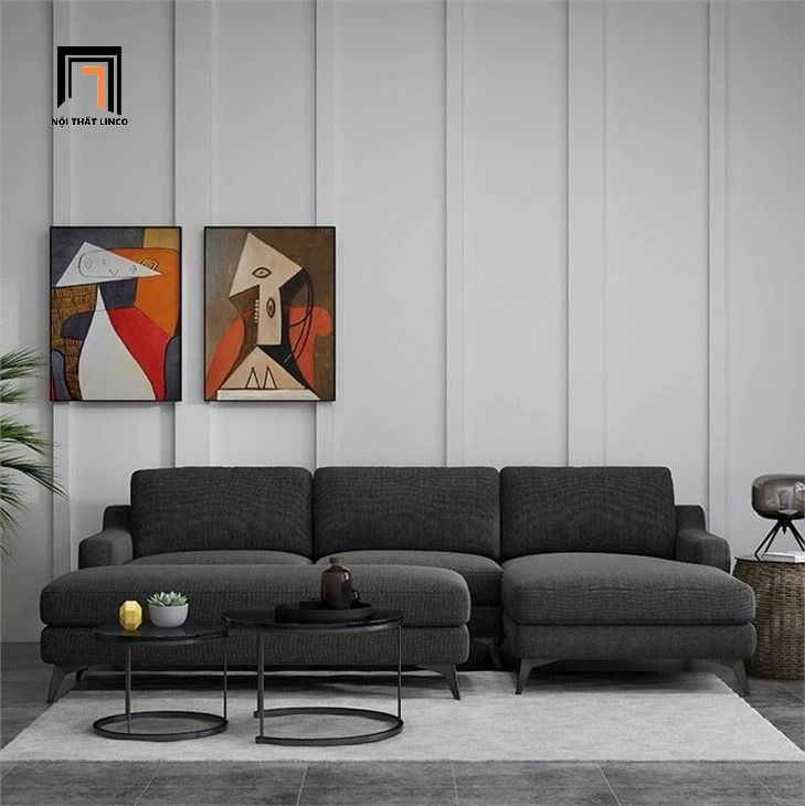 Bộ ghế sofa góc L xám đậm GT238 Tamora 2m3 x 1m6 giá rẻ