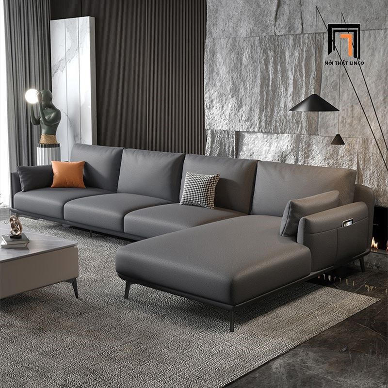 Ghế sofa góc L 3m x 1m6 da giả xanh lá GT194 Pavia hiện đại