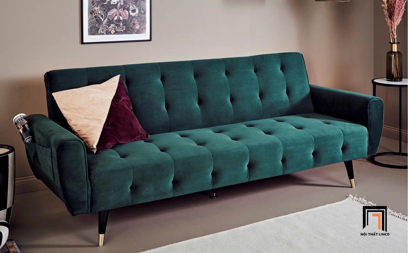 Ghế sofa giường bật nằm giá rẻ GB22 Platin 2m màu xám đậm