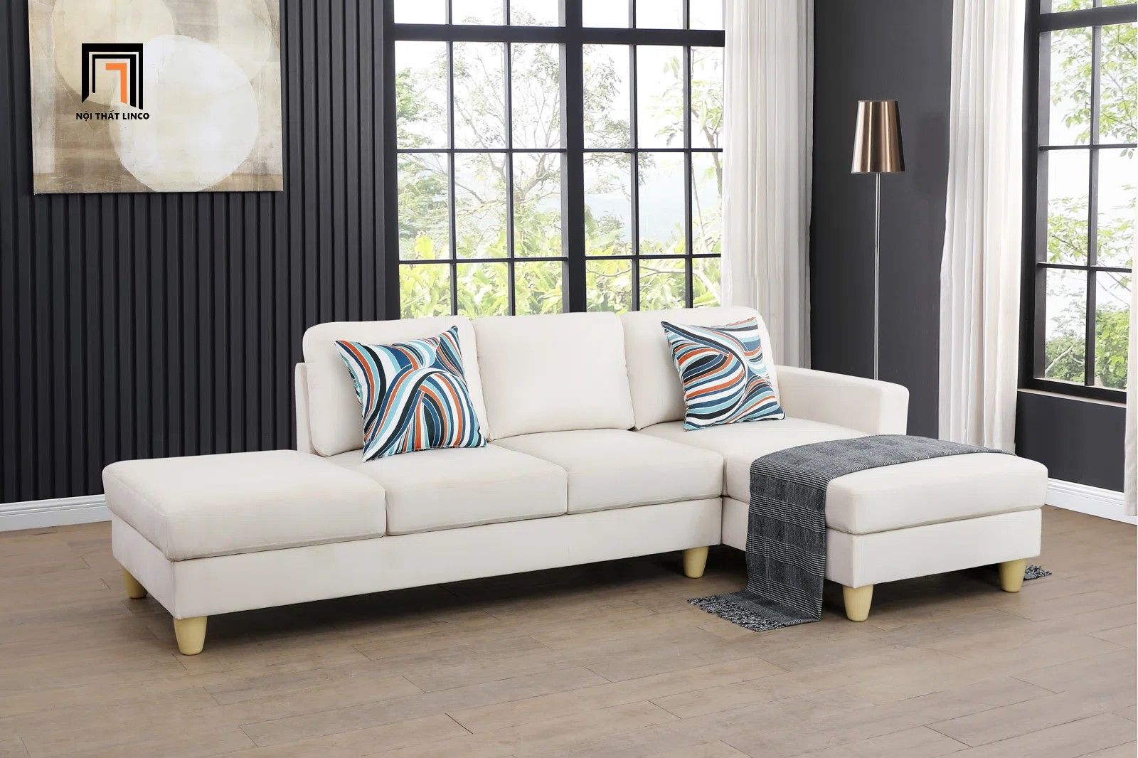 Bộ ghế sofa góc L gia đình GT98 Lasharon 2m75 x 1m5 giá rẻ